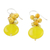 Quartz beaded dangle earrings, 'Fun Circles in Yellow' - Quartz and Glass Bead Dangle Earrings from Thailand