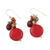 Calcite beaded dangle earrings, 'Red Circles' - Red Calcite and Glass Bead Dangle Earrings from Thailand (image 2c) thumbail