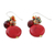 Calcite beaded dangle earrings, 'Red Circles' - Red Calcite and Glass Bead Dangle Earrings from Thailand (image 2d) thumbail