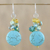 Calcite beaded dangle earrings, 'Blue Circles' - Blue Calcite and Glass Bead Dangle Earrings from Thailand (image 2) thumbail