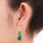Serpentine and quartz beaded dangle earrings, 'Fun Circles in Teal' - Serpentine and Quartz Dangle Earrings from Thailand