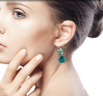 Serpentine and quartz beaded dangle earrings, 'Fun Circles in Teal' - Serpentine and Quartz Dangle Earrings from Thailand