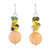 Quartz beaded dangle earrings, 'Fun Circles in Orange' - Orange Quartz and Glass Bead Dangle Earrings from Thailand thumbail