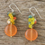 Quartz beaded dangle earrings, 'Fun Circles in Orange' - Orange Quartz and Glass Bead Dangle Earrings from Thailand (image 2b) thumbail