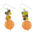 Quartz beaded dangle earrings, 'Fun Circles in Orange' - Orange Quartz and Glass Bead Dangle Earrings from Thailand (image 2c) thumbail