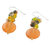 Quartz beaded dangle earrings, 'Fun Circles in Orange' - Orange Quartz and Glass Bead Dangle Earrings from Thailand (image 2d) thumbail