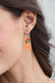 Quartz beaded dangle earrings, 'Fun Circles in Orange' - Orange Quartz and Glass Bead Dangle Earrings from Thailand