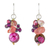 Quartz beaded dangle earrings, 'Lovely Blend in Pink' - Pink Quartz and Glass Bead Dangle Earrings from Thailand thumbail
