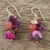 Quartz beaded dangle earrings, 'Lovely Blend in Pink' - Pink Quartz and Glass Bead Dangle Earrings from Thailand (image 2b) thumbail