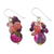 Quartz beaded dangle earrings, 'Lovely Blend in Pink' - Pink Quartz and Glass Bead Dangle Earrings from Thailand (image 2c) thumbail