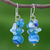 Quartz beaded dangle earrings, 'Lovely Blend in Blue' - Blue Quartz and Glass Bead Dangle Earrings from Thailand (image 2) thumbail