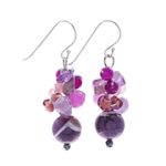 Quartz and amethyst beaded dangle earrings, 'Lovely Blend in Purple' - Purple Quartz and Amethyst Dangle Earrings from Thailand