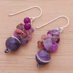 Quartz and amethyst beaded dangle earrings, 'Lovely Blend in Purple' - Purple Quartz and Amethyst Dangle Earrings from Thailand