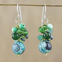 Featured review for Quartz beaded dangle earrings, Lovely Blend in Green