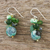 Quartz beaded dangle earrings, 'Lovely Blend in Green' - Green Quartz and Glass Bead Dangle Earrings from Thailand (image 2b) thumbail