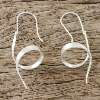 Sterling silver drop earrings, 'Ribbon Curls' - Thai Sterling Silver Drop Earrings with Spiral Motif