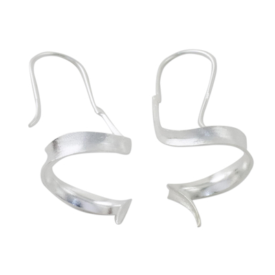 Sterling silver drop earrings, 'Ribbon Curls' - Thai Sterling Silver Drop Earrings with Spiral Motif