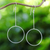 Sterling silver dangle earrings, 'Breezy Circle' - Thai Matte Finish Sterling Silver Circle Dangle Earrings thumbail