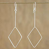 Sterling silver dangle earrings, 'Breezy Diamond'