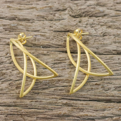 Vergoldete Ohrhänger aus Sterlingsilber - Thailändische, blütenblattförmige Ohrhänger aus vergoldetem Sterlingsilber