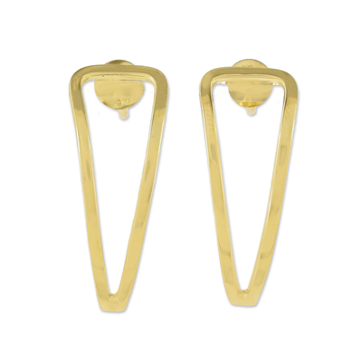 Gold-plated sterling silver drop earrings, 'Petals of Gold' - Thai Sterling Silver Drop Earrings with 18K Gold Plating