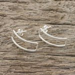 Sterling silver drop earrings, 'Heavenly Rectangles' - Thai Sterling Silver Rectangular Outline Drop Earrings