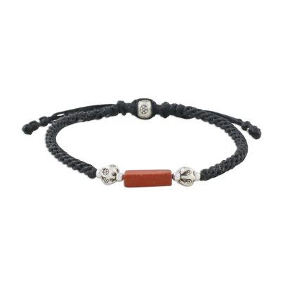 Red Jasper and 950 Silver Pendant Bracelet