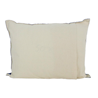 Cotton batik cushion cover, 'Modern Indigo' - Indigo Cotton Batik Rectangular Cushion Cover