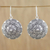 Silver dangle earrings, 'Lanna Welcome' - Round Floral Motif Earrings in 950 Hill Tribe Silver thumbail