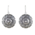 Silver dangle earrings, 'Lanna Welcome' - Round Floral Motif Earrings in 950 Hill Tribe Silver (image 2a) thumbail