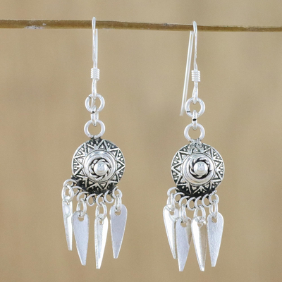 Sterling silver chandelier earrings, 'Chiang Mai Glisten' - Artisan Crafted Sterling Silver Earrings from Thailand