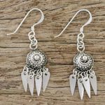 Sterling silver chandelier earrings, 'Chiang Mai Glisten' - Artisan Crafted Sterling Silver Earrings from Thailand