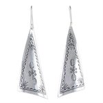 Silver dangle earrings, 'Exotic Triangles' - Triangular Karen Silver Dangle Earrings from Thailand