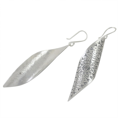 Silver dangle earrings, 'Gentle Breeze' - Handcrafted Karen Silver Dangle Earrings from Thailand