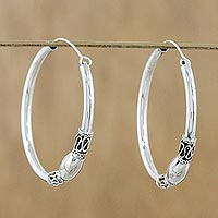 Sterling silver hoop earrings, 'Cool Rounds'