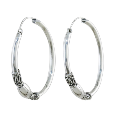 Gleaming Sterling Silver Hoop Earrings from Thailand