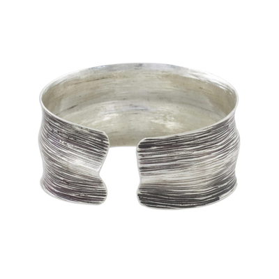 Sterling silver cuff bracelet, 'Silver Way' - Sterling Silver Cuff Bracelet from Thai Hill Tribes