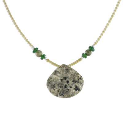 Agate and Jasper Pendant Necklace on Macrame Cords