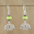 Agate and hematite dangle earrings, 'Lotus Gleam' - Handmade Agate and Hematite Lotus Dangle Earrings