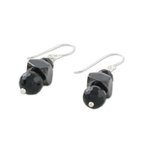 Onyx and hematite dangle earrings, 'Style by Night' - Onyx and Hematite Dangle Earrings from Thailand