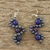 Multi-gemstone dangle earrings, 'Dancing Gems in Blue' - Multi-Gemstone Dangle Earrings in Blue from Thailand (image 2b) thumbail