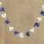 Cultured pearl and lapis lazuli beaded necklace, 'Chiang Mai Memories' - Artisan Crafted Lapis Lazuli and Cultured Pearl Necklace (image 2b) thumbail