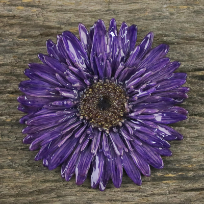 Natural flower brooch, Splendid Petals in Violet