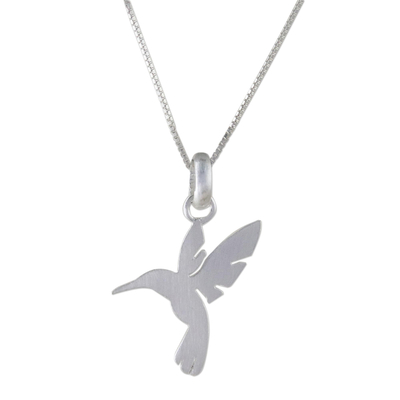 Sterling silver pendant necklace, 'Fluttering Hummingbird' - Sterling Silver Hummingbird Pendant Necklace from Thailand