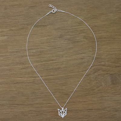 Halskette mit Anhänger aus Sterlingsilber - Geometrische Fuchs-Halskette aus Sterlingsilber aus Thailand