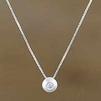 Sterling silver pendant necklace, 'Sparkling Eye'
