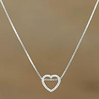 Sterling silver pendant necklace, 'Open To Love'