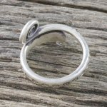 Sterling silver wrap ring, 'Silver Eye' - Handmade 925 Sterling Silver Flower and Eye Ring Thailand