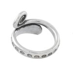 Sterling silver wrap ring, 'Silver Eye' - Handmade 925 Sterling Silver Flower and Eye Ring Thailand