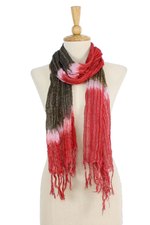 Tie-dyed cotton scarf, 'Sweet Style' - Hand Woven Pink and Brown Wrap Scarf from Thailand